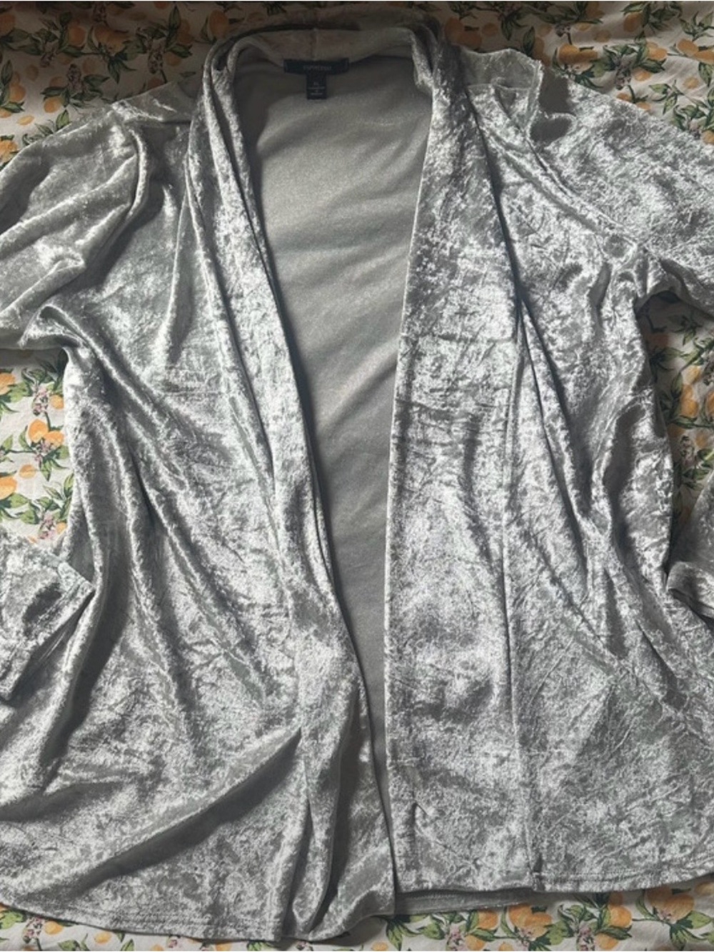 Espresso Silver Velvet Open Draped Cardigan